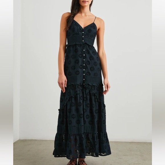 NWT Rails Henrietta Black Eyelet Cotton Maxi Dress - Picture 1 of 12